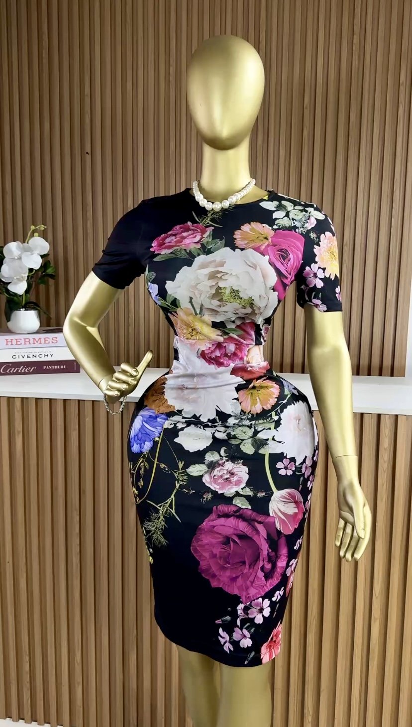Multicolored floral print dress 778 (40D)
