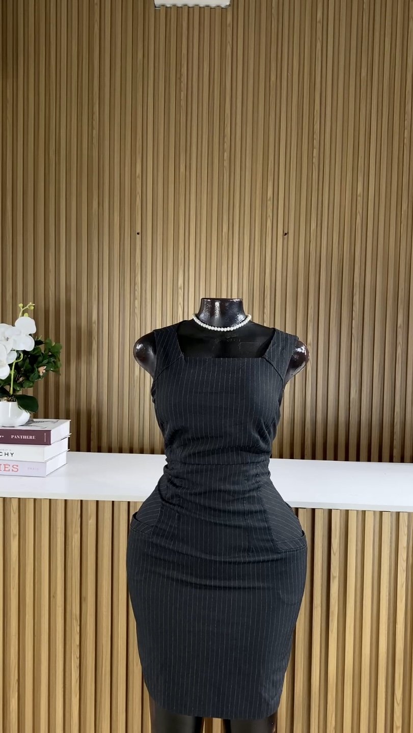Black&white patterned cop dress C187