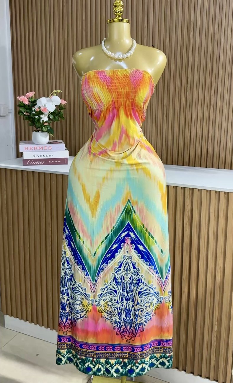 Stylish strapless/Tube maxi dress 030