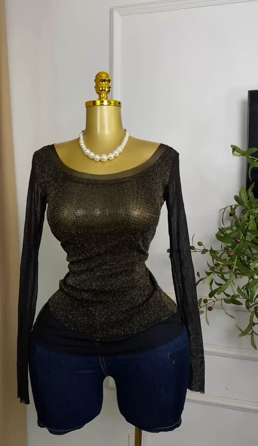 Black&gold Mesh Top M519