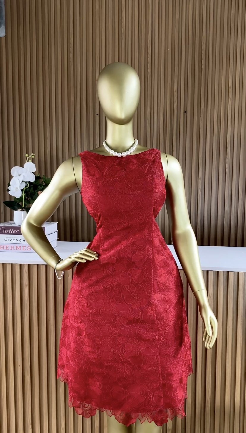 Stylish red flare cop dress C154