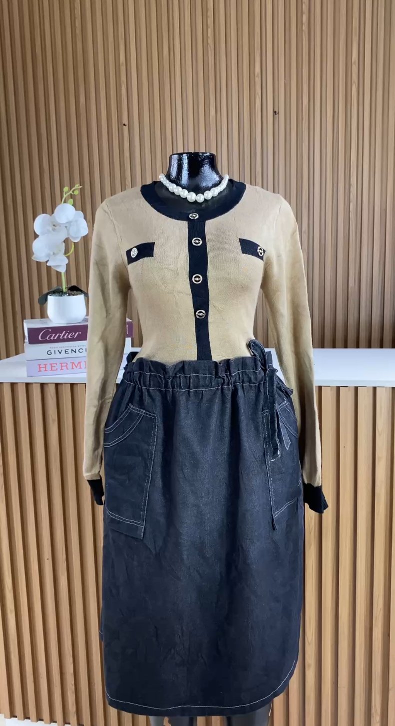 Brown&blue denim dress 287