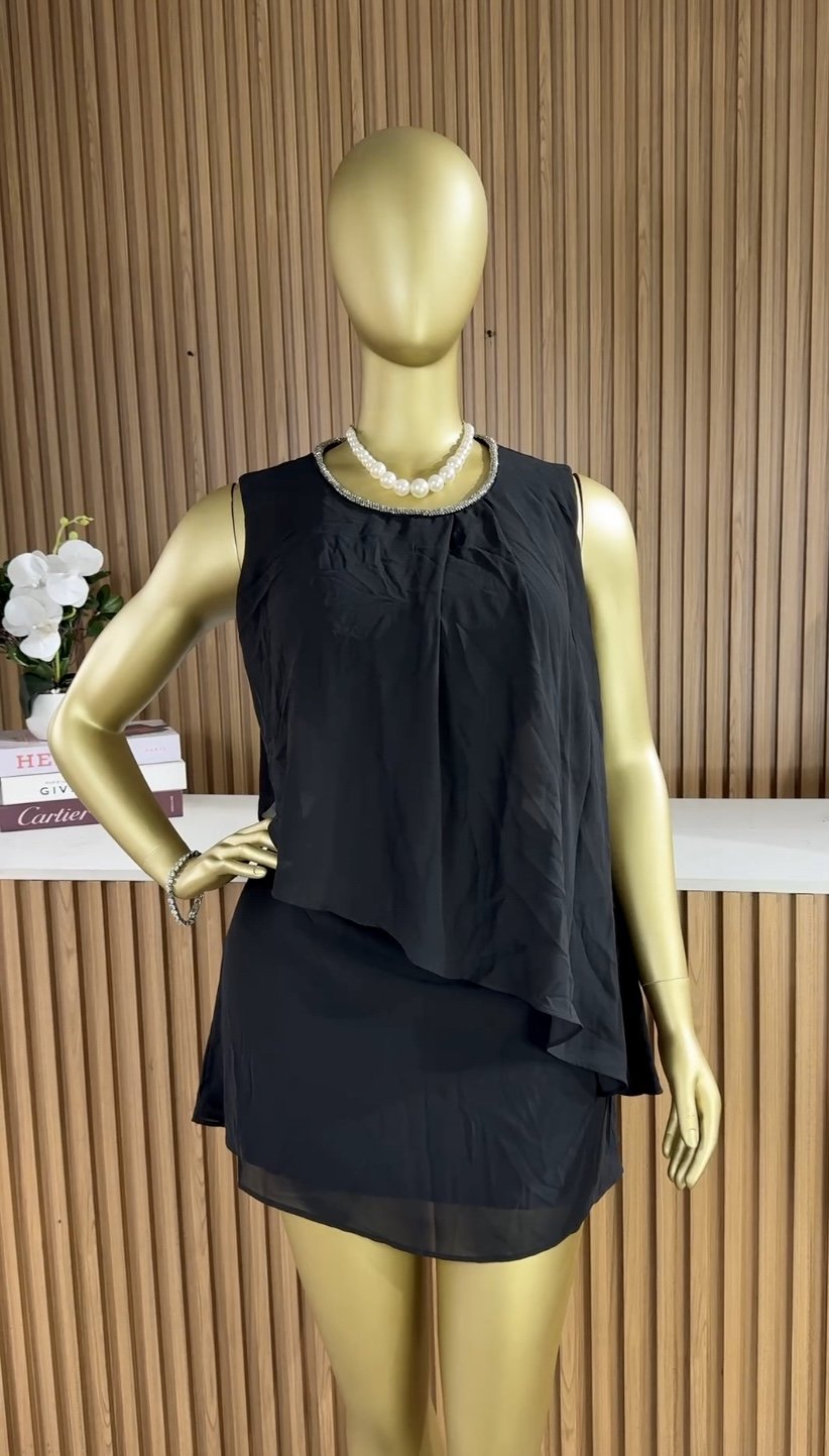 Black sleeveless cocktail dress 748 (40D)