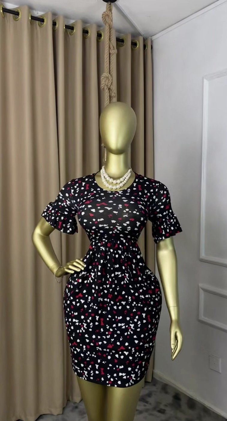 Black&white dotted dress P181
