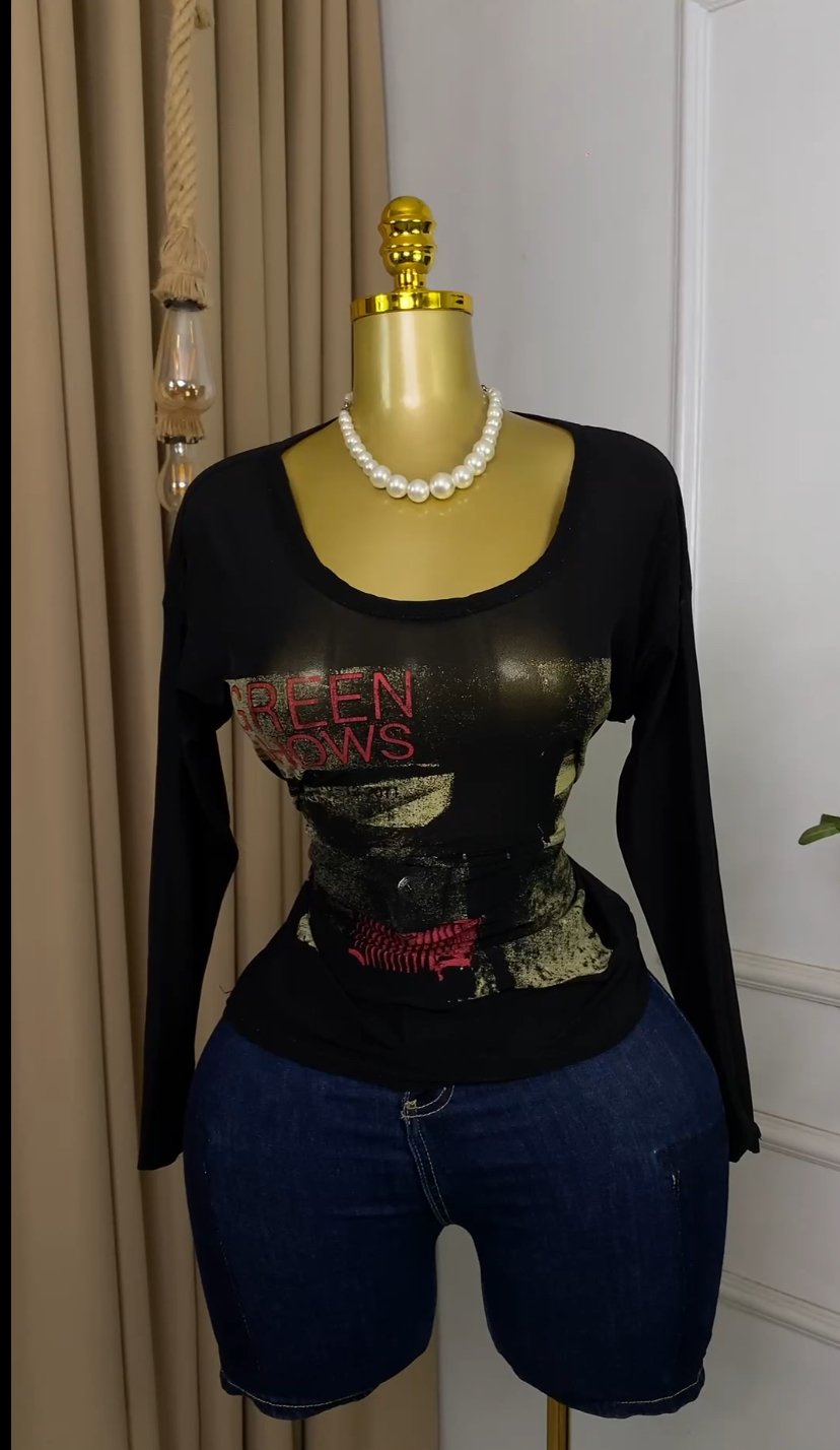 Stylish black mesh Top M501
