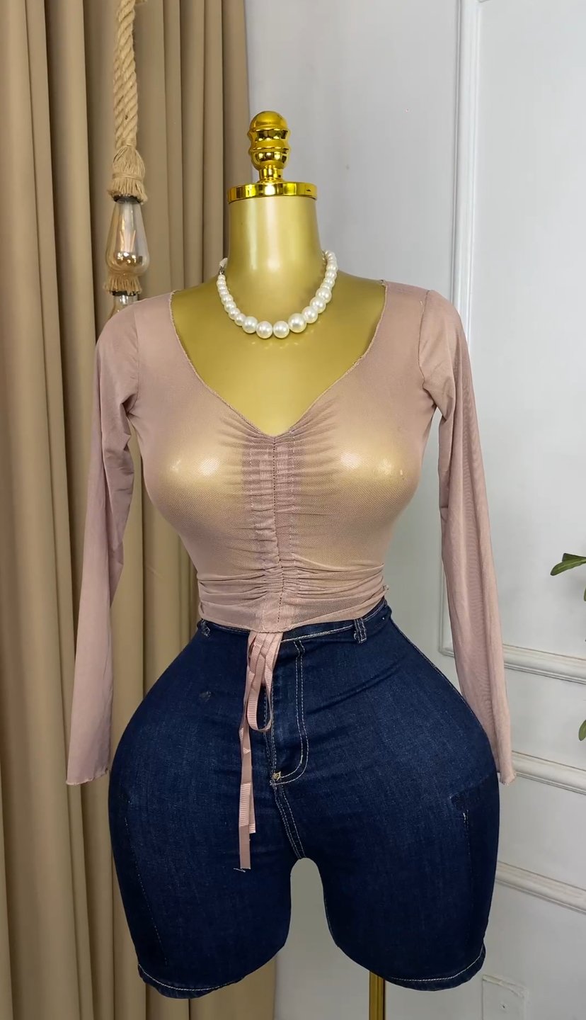 Peach Smokey mesh Top M416