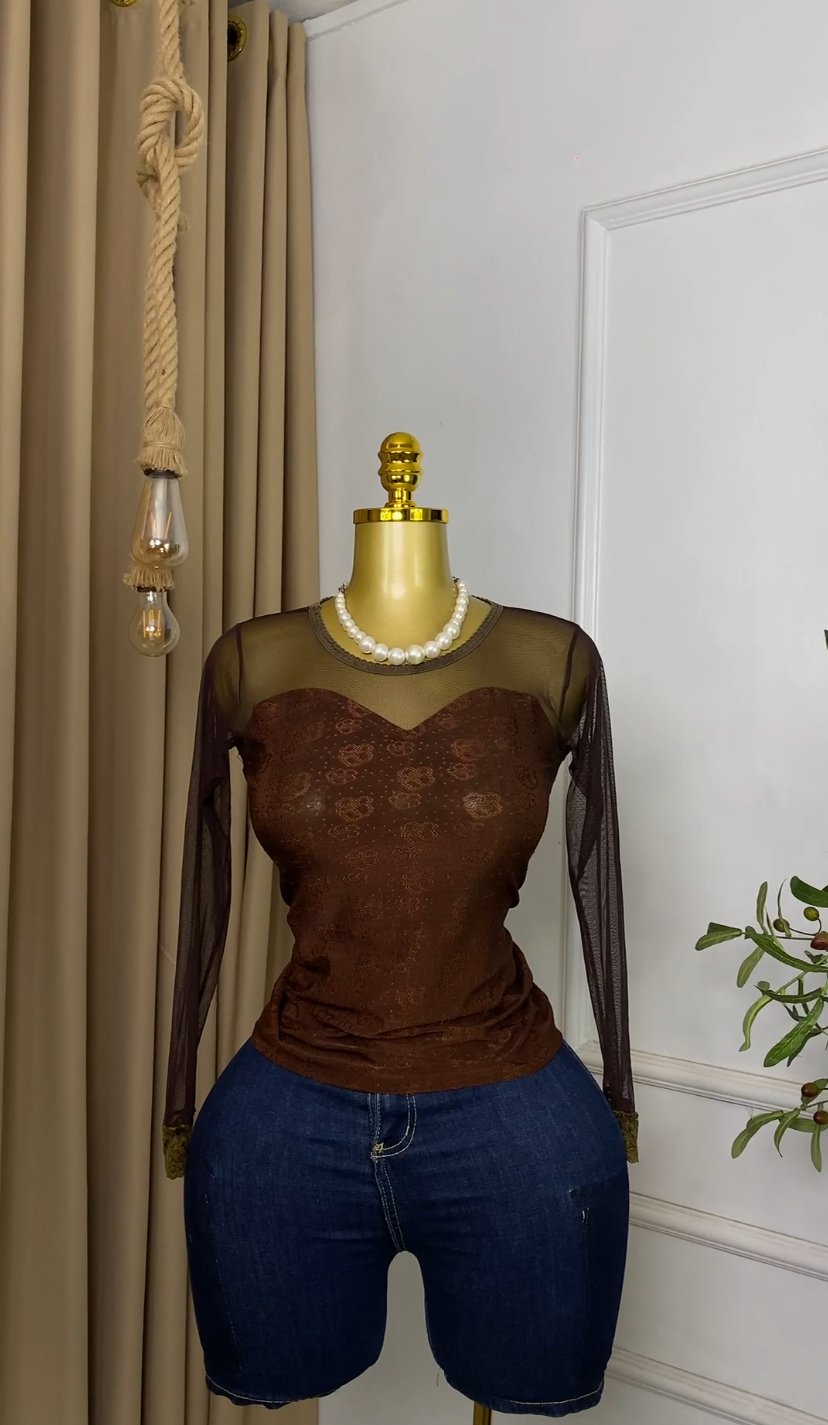 Black&brown mesh Top M111