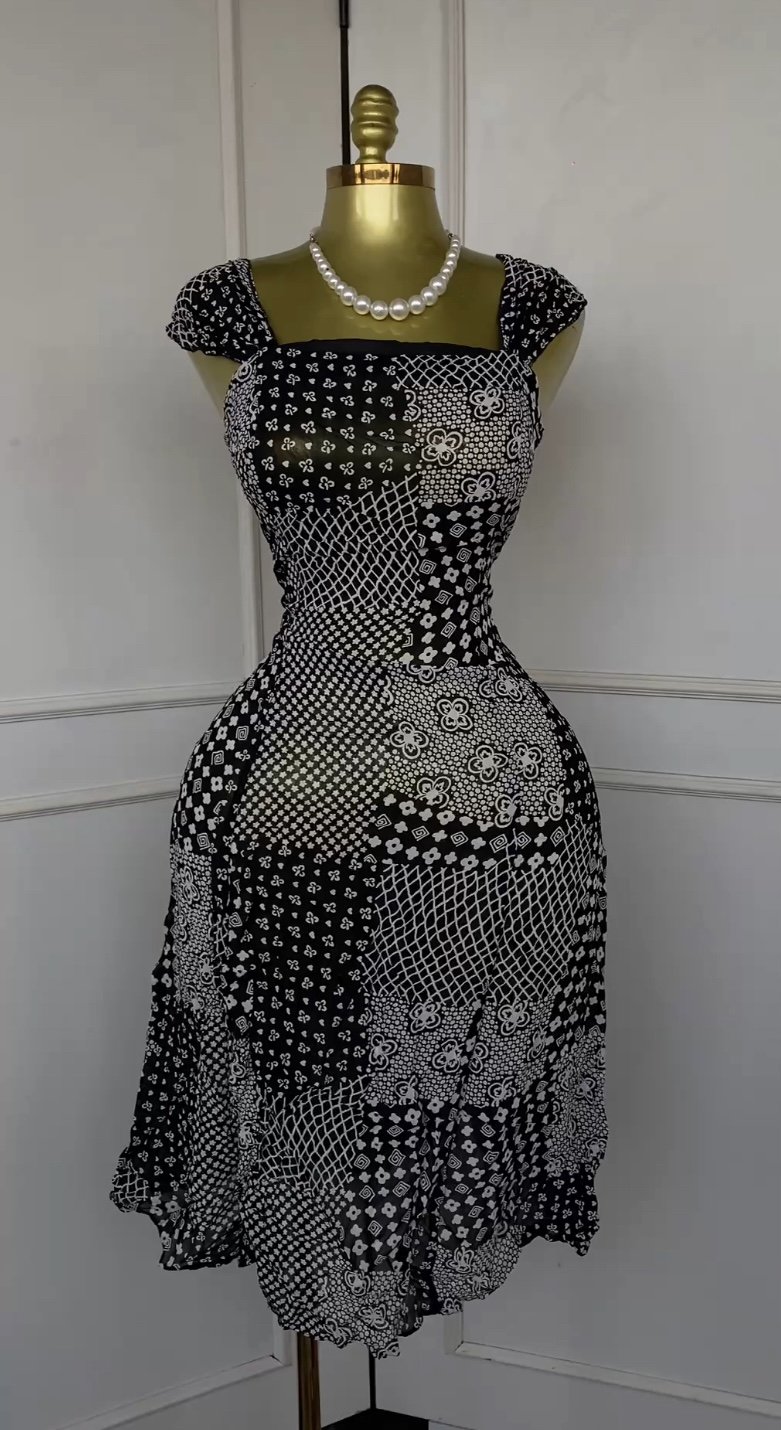 Black&white patchwork dress 565 (40D)