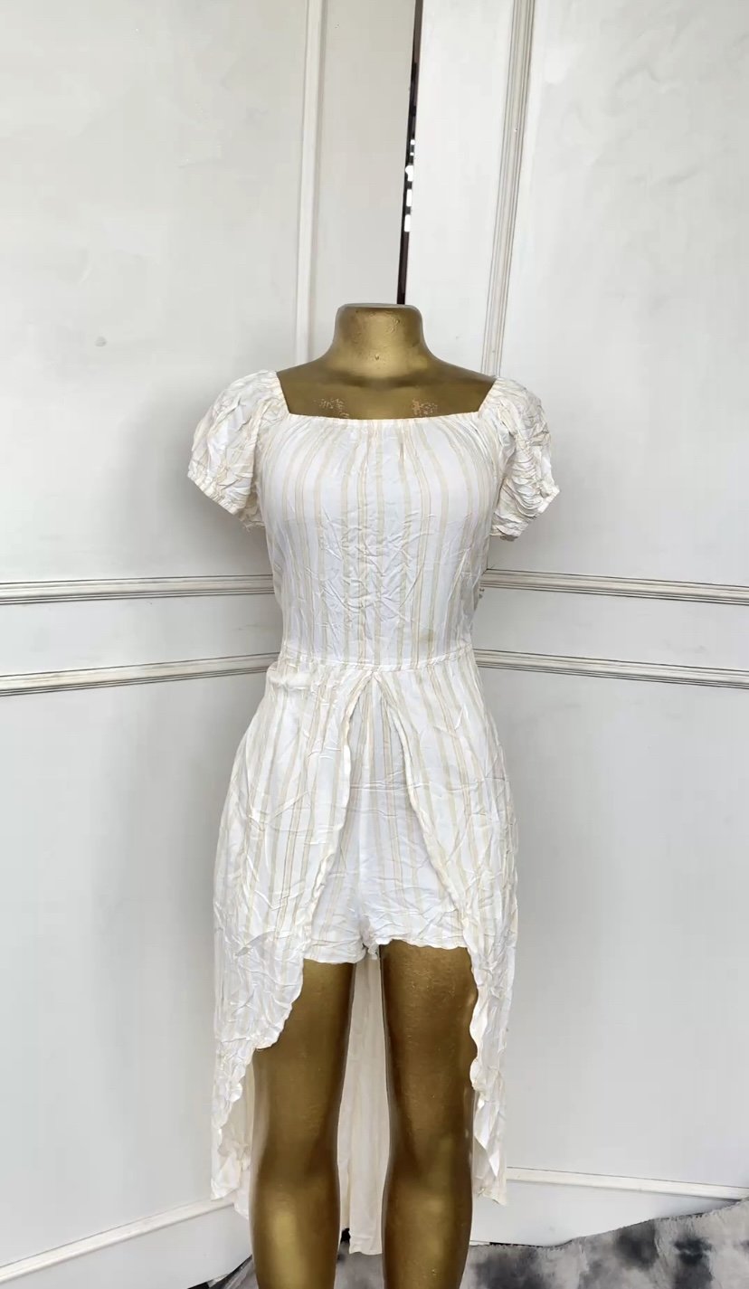 Stylish White&yellow playsuit 855 (40D)