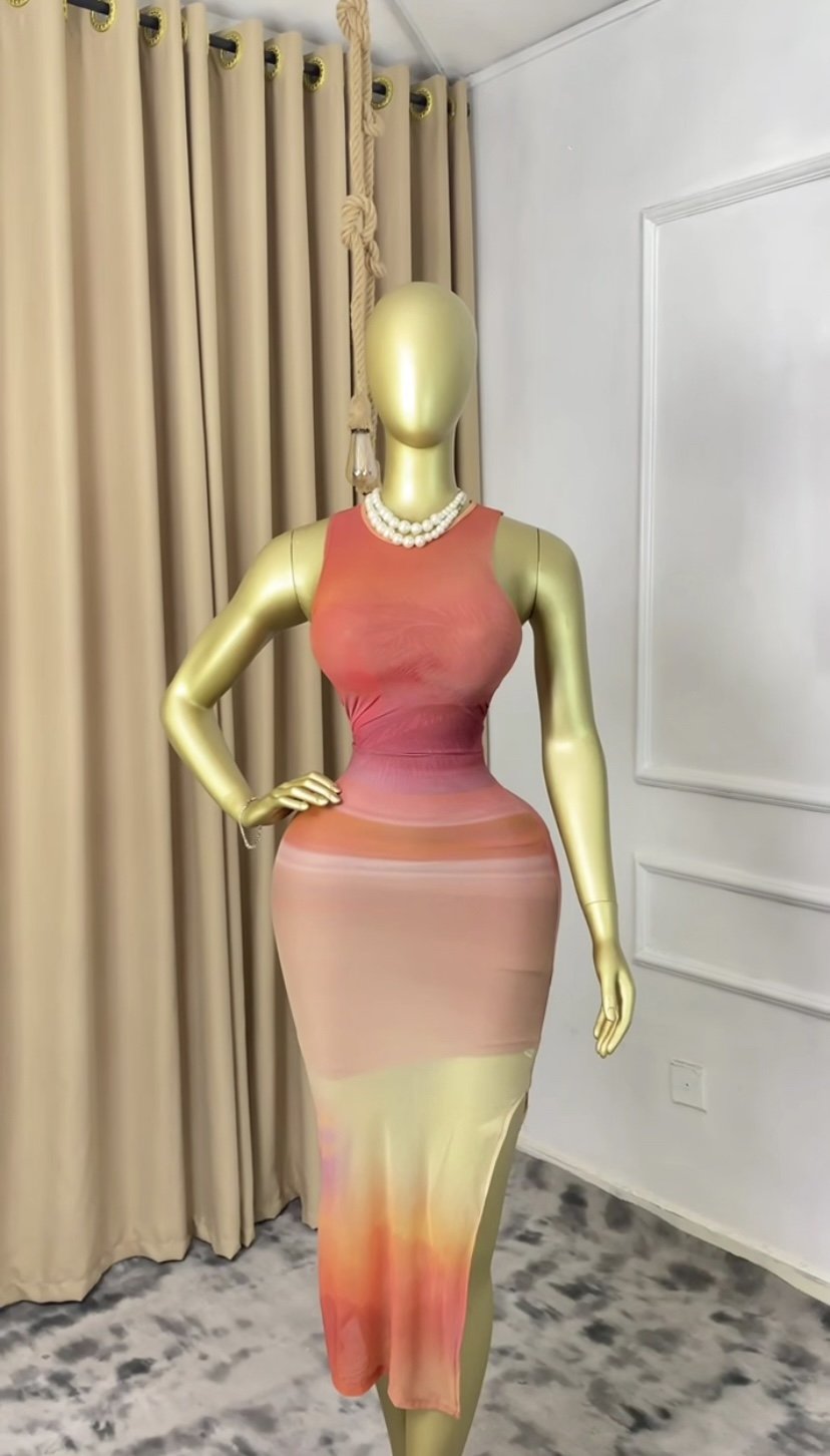 Orange&cream mesh dress P264