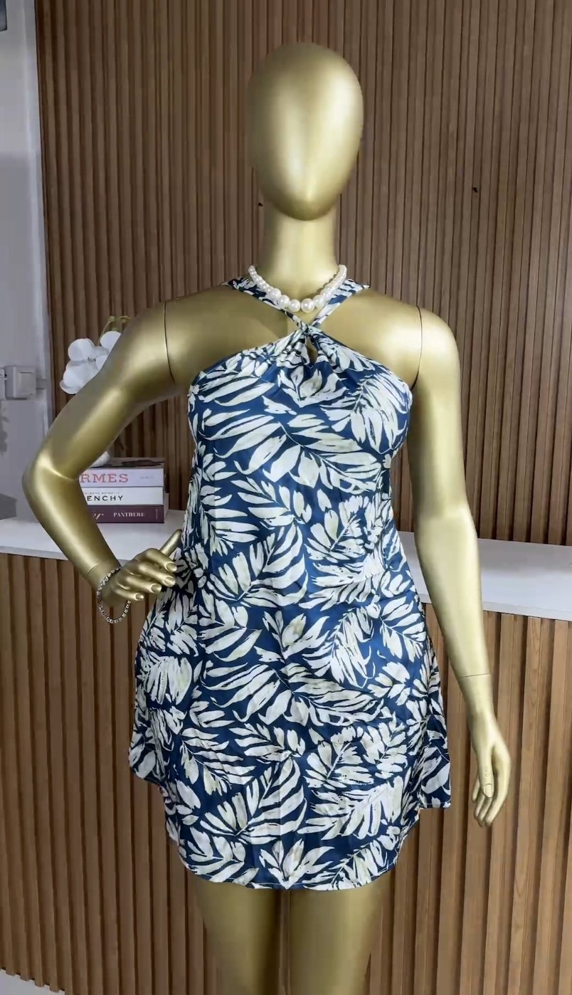 SHEIN blue&white halter dress SH50 (40D)