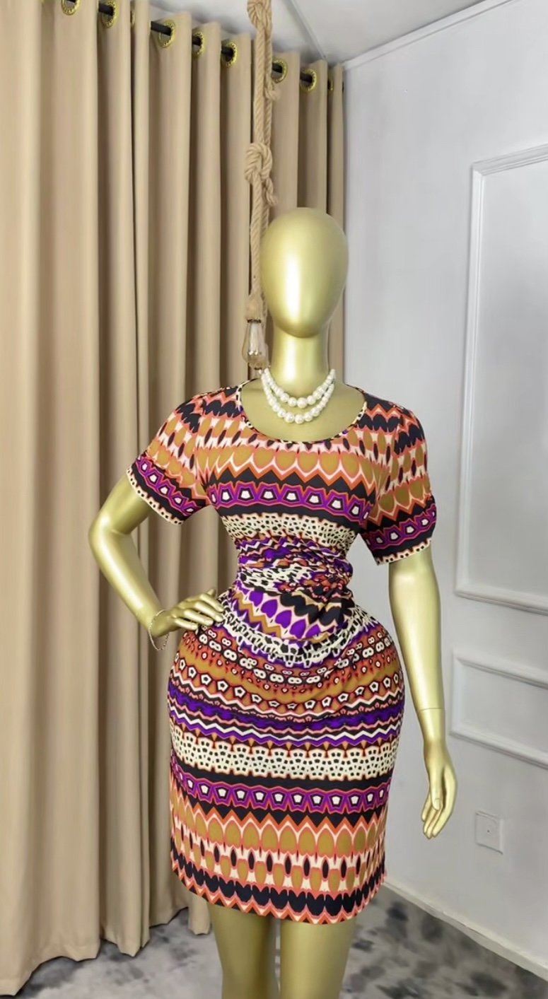Multicolored print dress P262