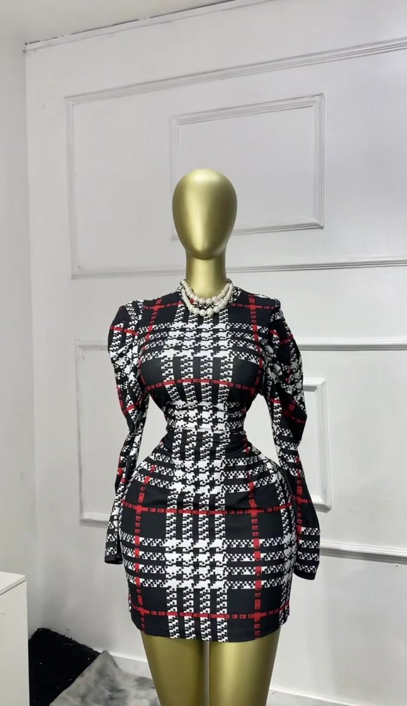 Black&white striped dress P081