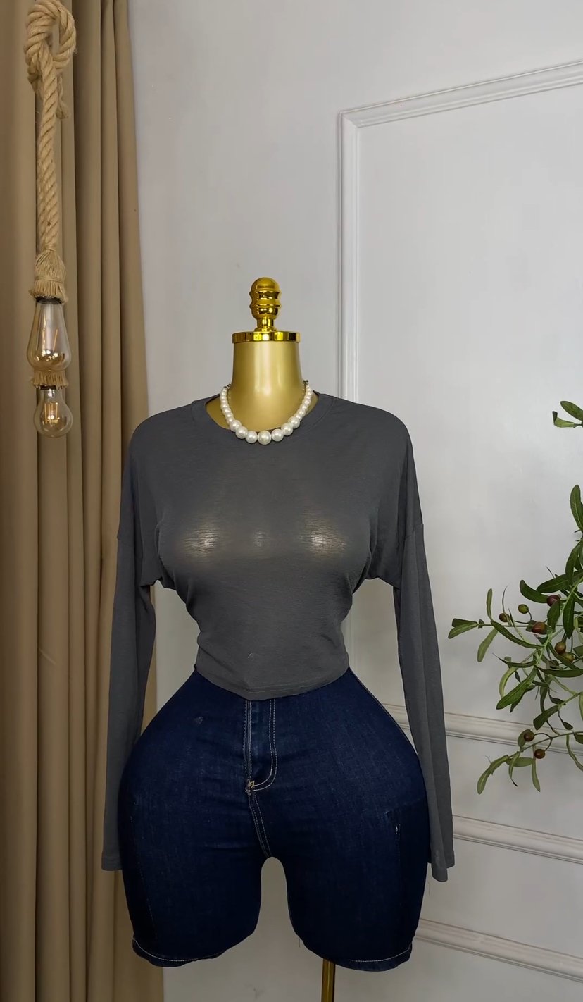 Stylish grey mesh Top M062