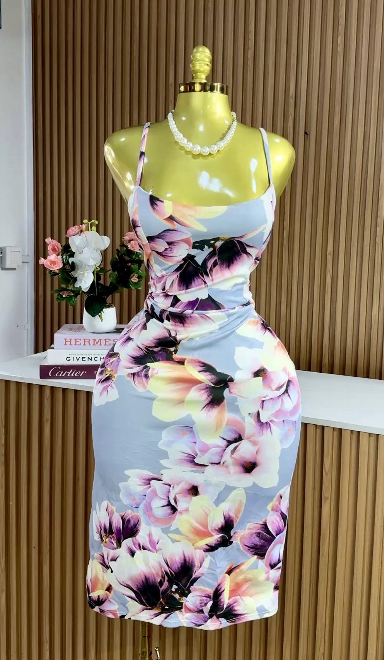 Light blue&peach floral dress 283 40D)