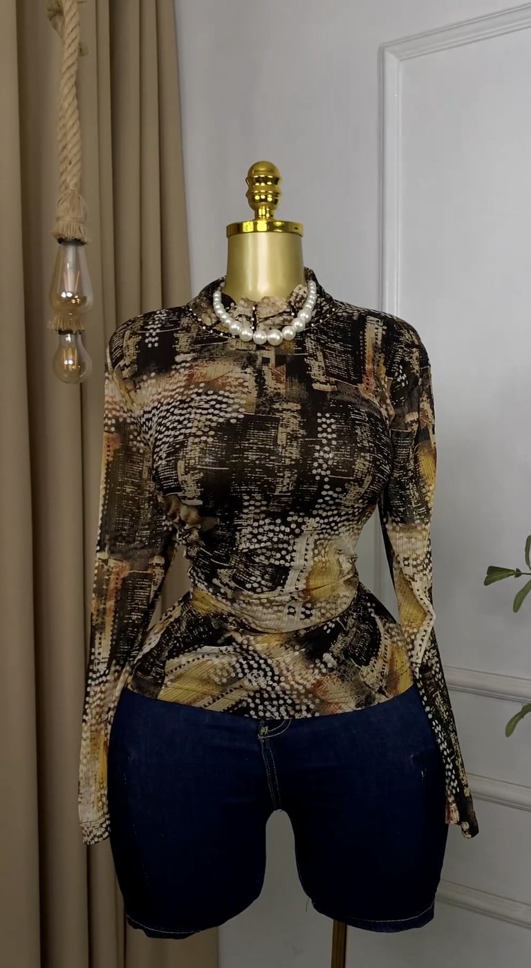 Brown&yellow mesh Top M318