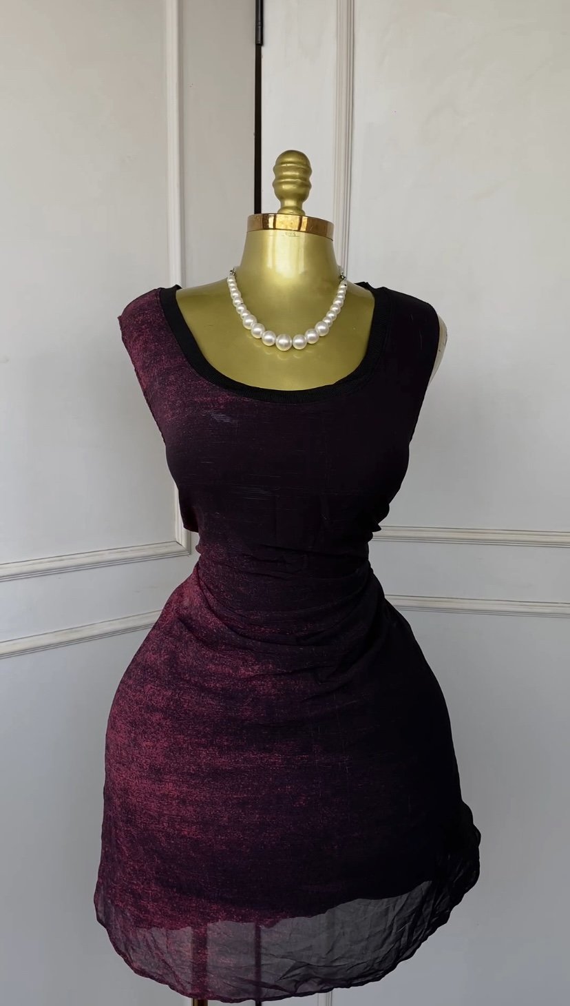 Wine sleeveless midi dress 978 (40D)