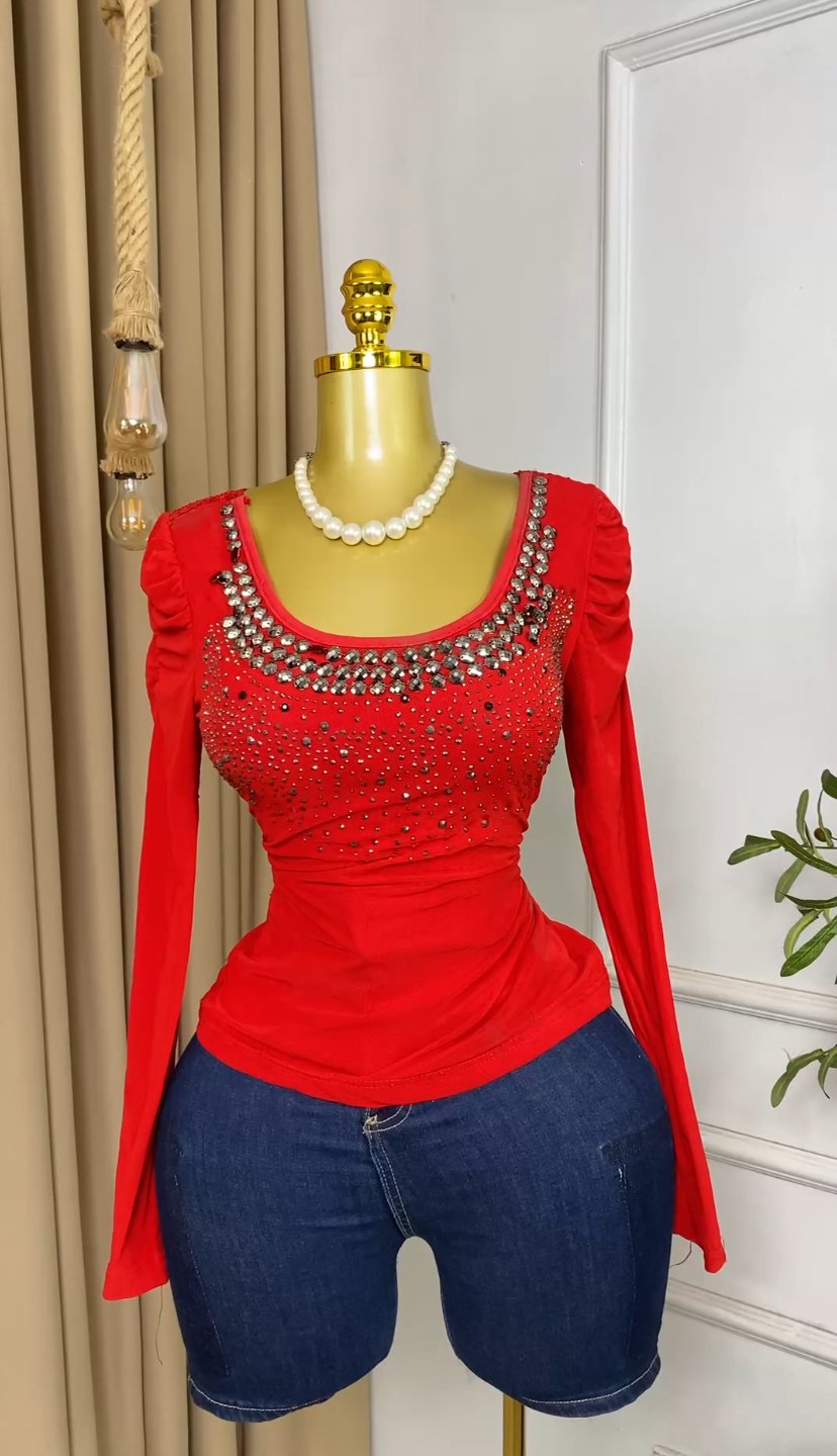 Stylish red mesh Top M453