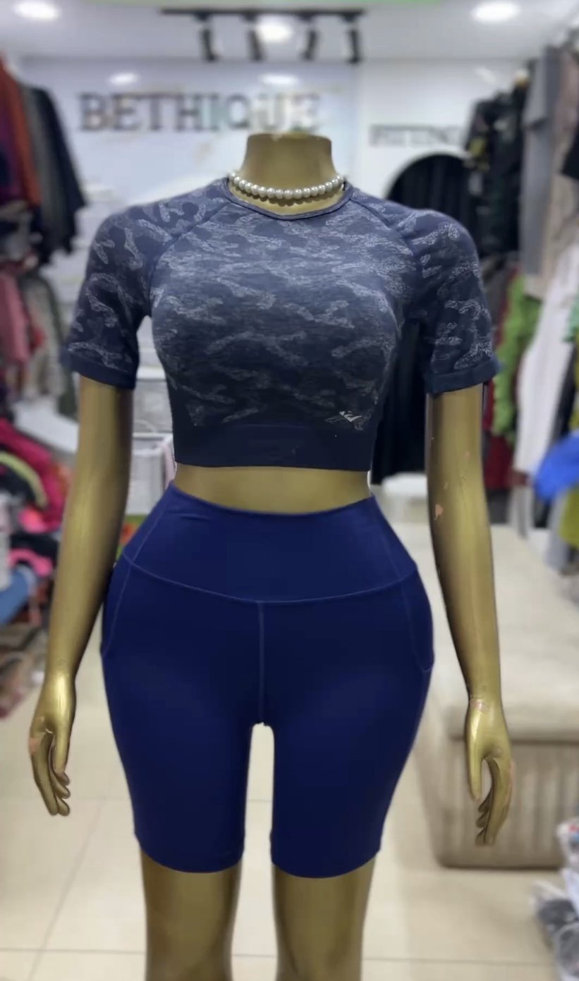 Grey&blue short Gym wear J027