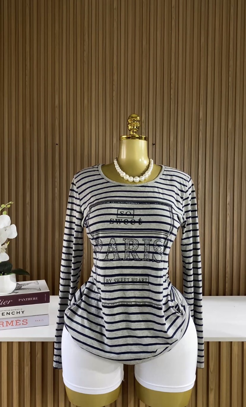 Black&white striped top R720