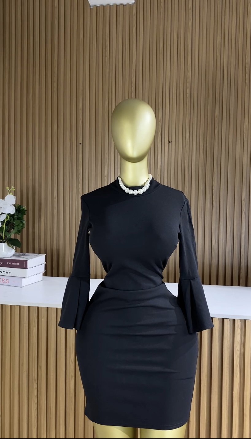 Stylish black corporate dress C094