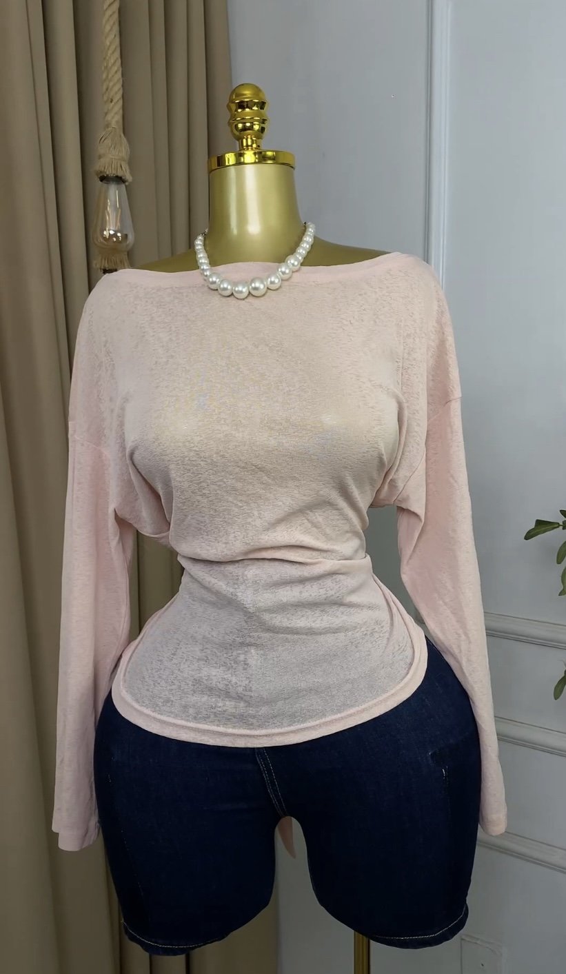 Light pink mesh Top M373 (with belt)