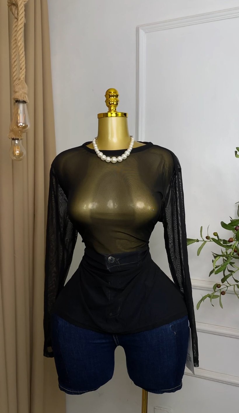 Black mesh Top M018