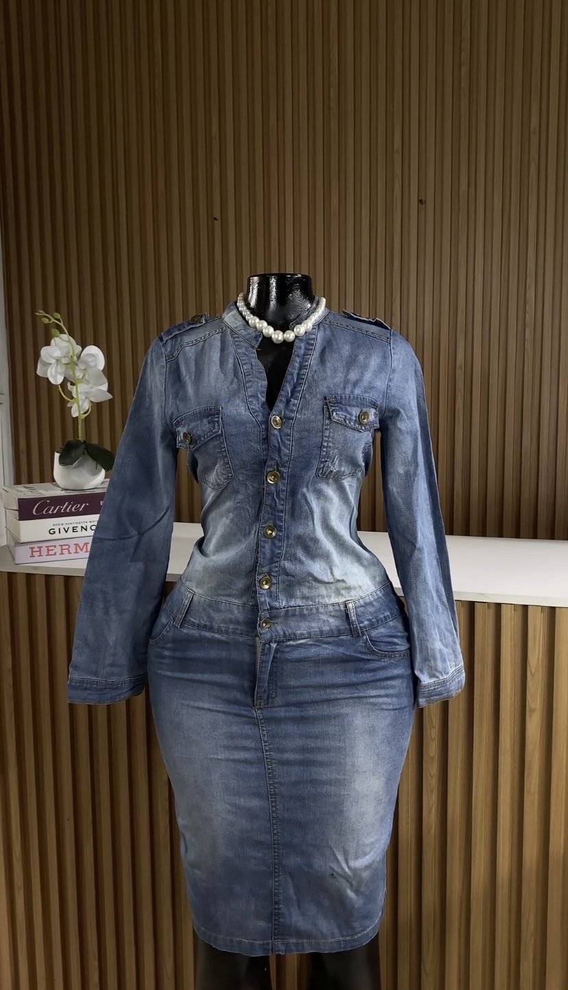 Blue denim dress 073