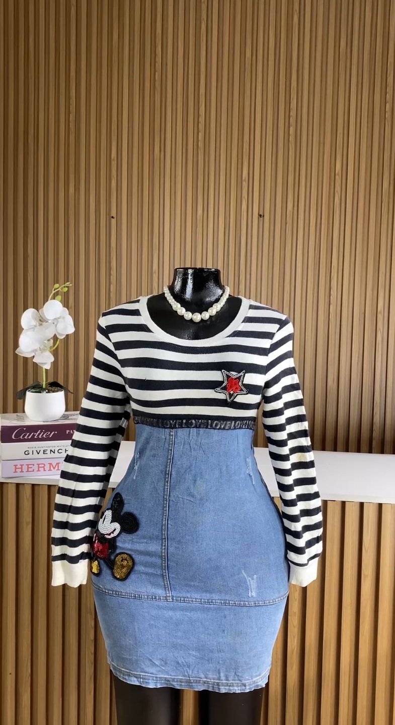 Black&white striped dress 196