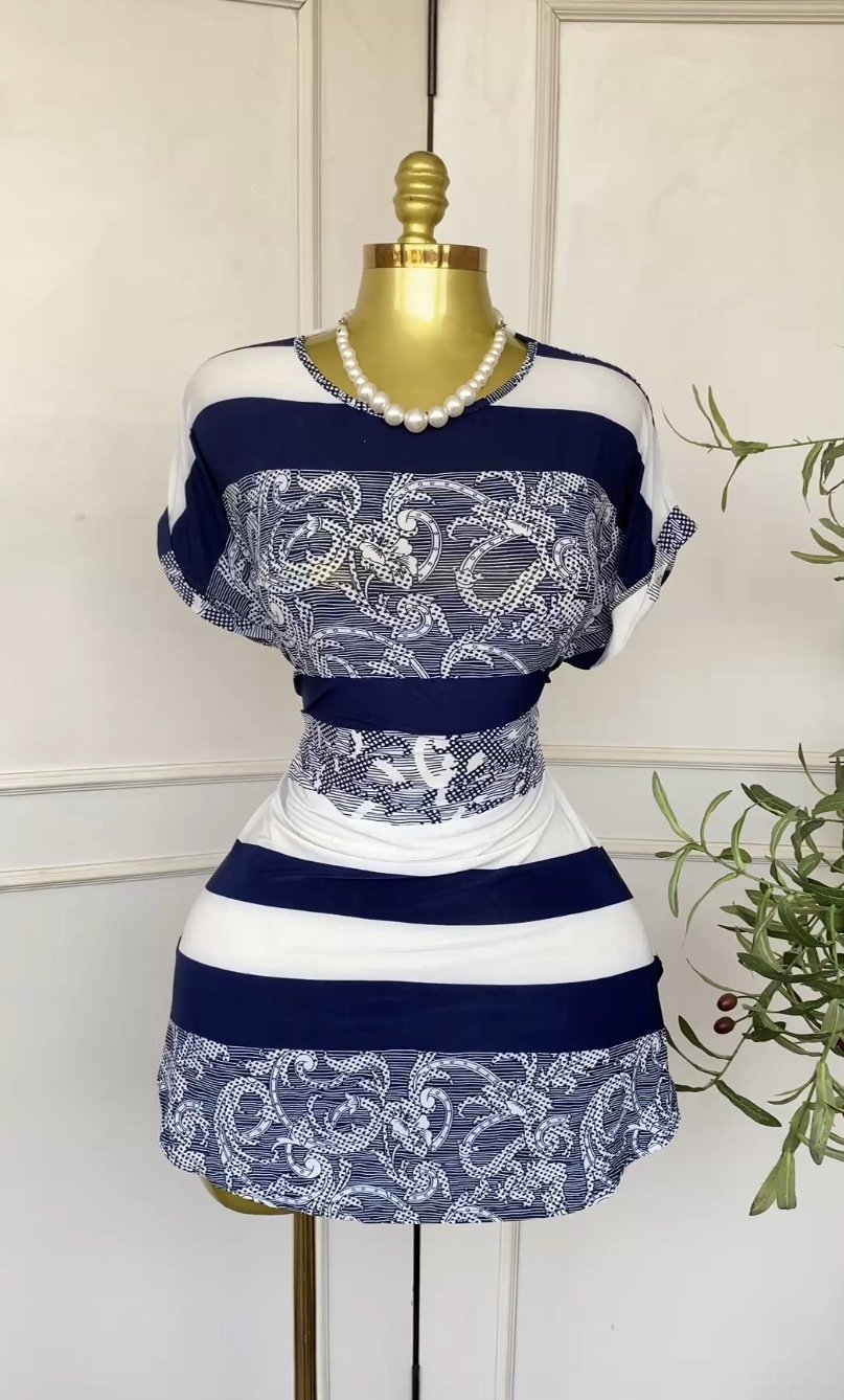 Blue&white striped mini dress 545 (40D)