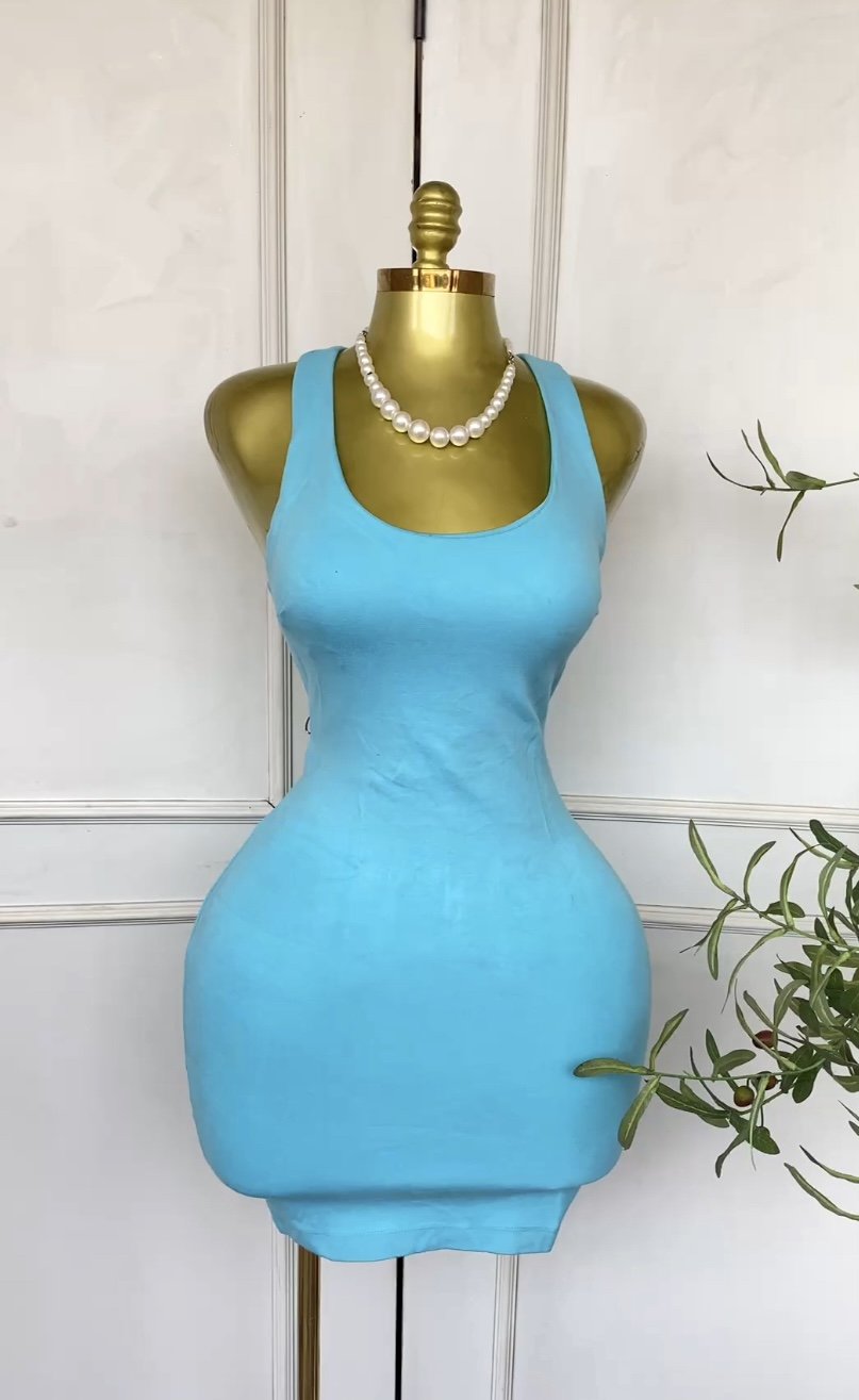 Blue bandage mini bodycon dress 483 (40D)
