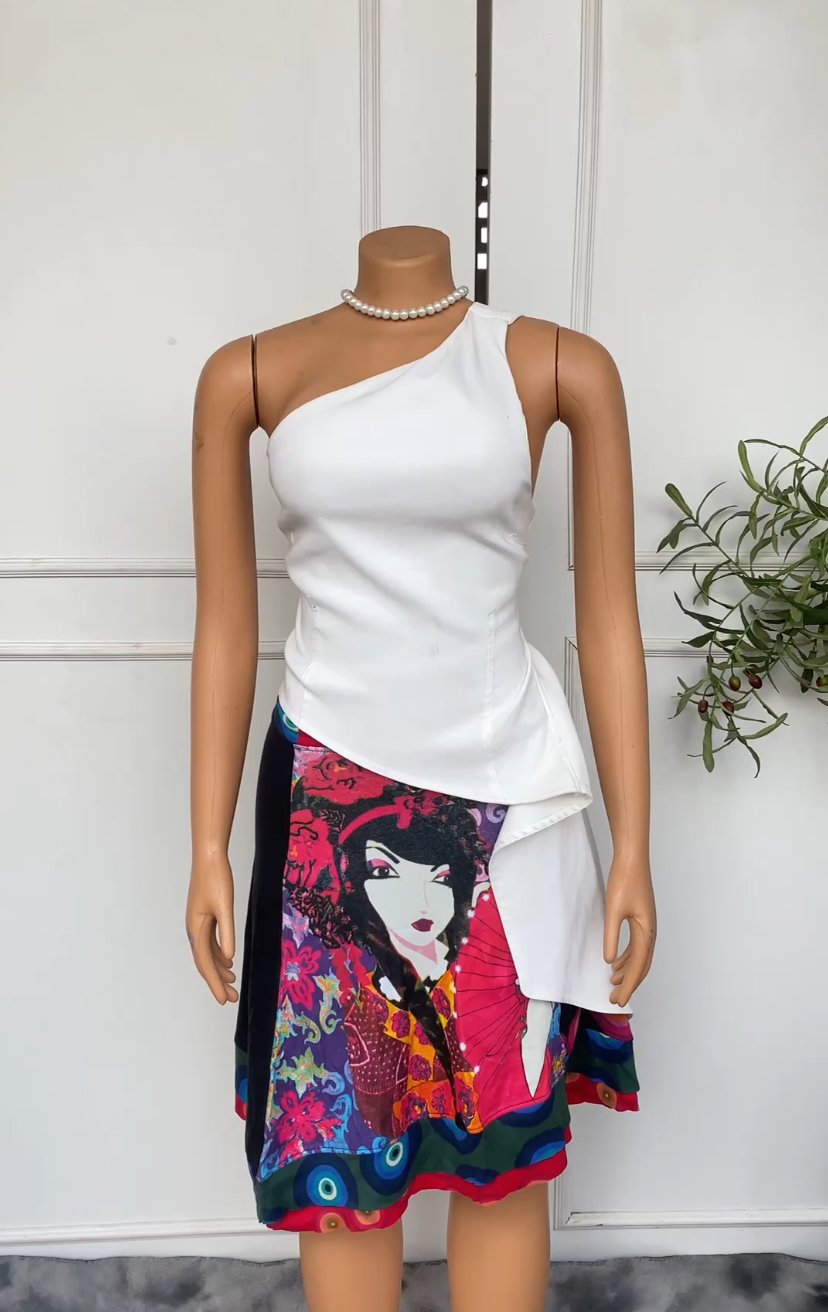 Multicolor flared skirt 066