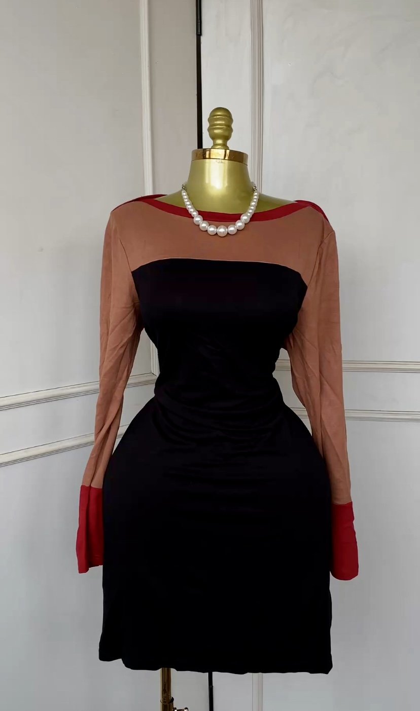 Black&champagne color-block dress B435 (40D)