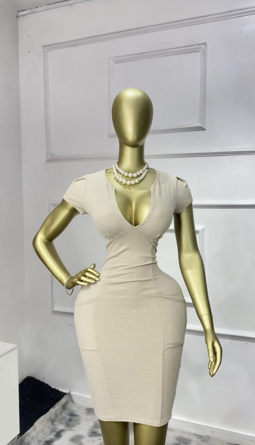 Cream chic bodycon dress P054