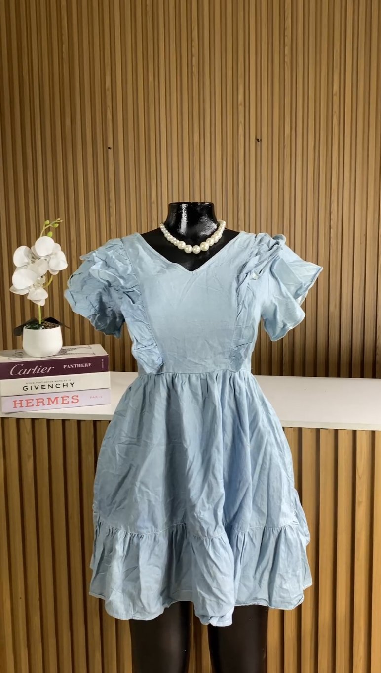 Light blue flare denim dress 257
