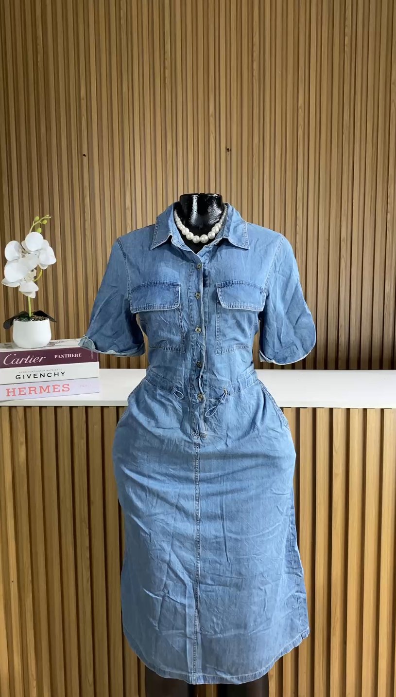 Blue button denim dress 249