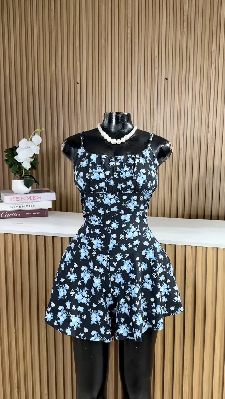 Black&blue floral playsuit B302 (40D)