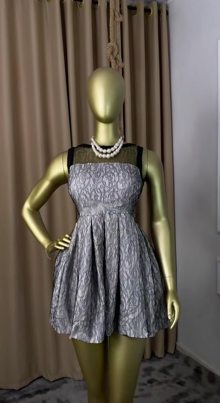 Stylish grey flare dress P164