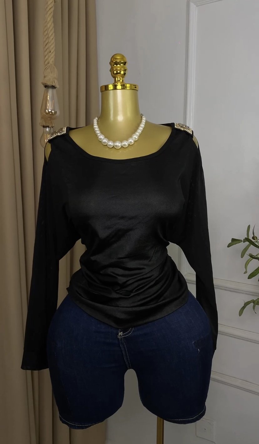 Stylish black mesh Top M354