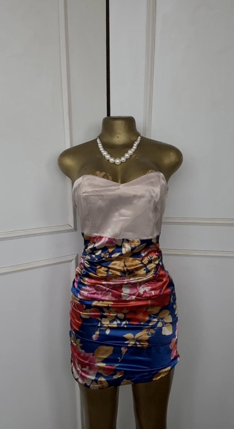 Ruched satin Tube dress 853 (40D)