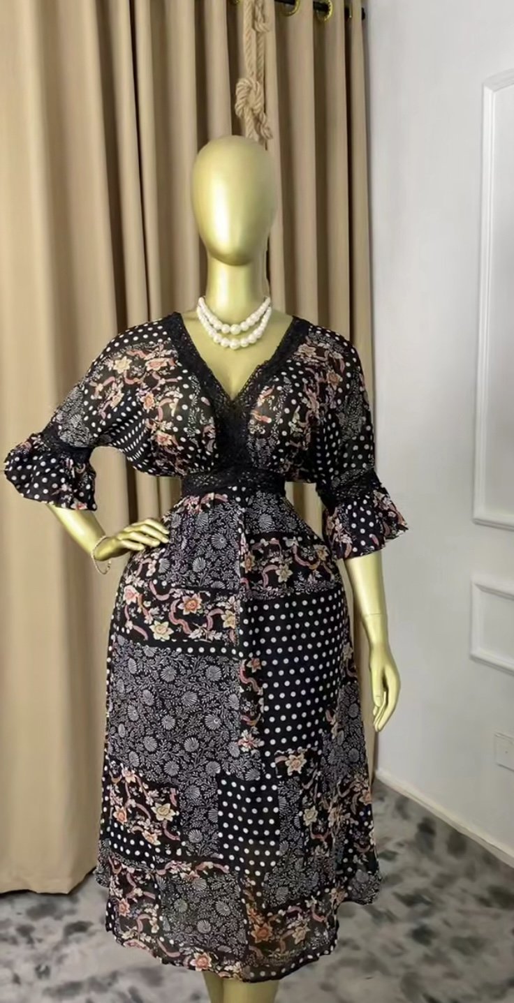 Stylish black chiffon dress P237