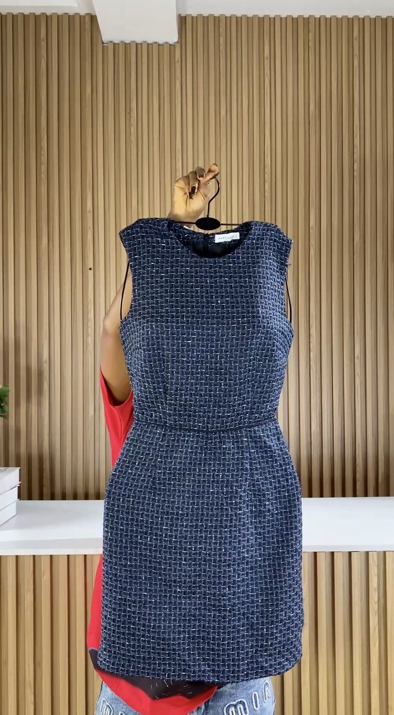 Blue&white pattern cop dress C214