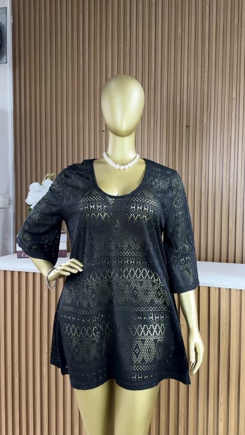 Black lace A-line dress B132 (40D)