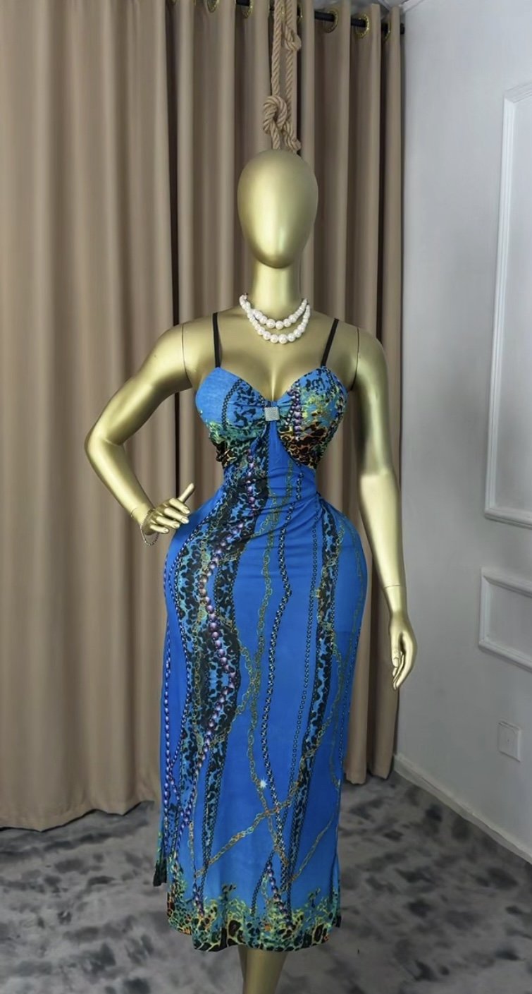 Stylish blue maxi dress P193